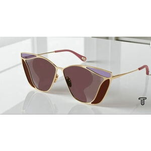 New Chloe Gold Violet Cat Eye Sunglasses 59mm